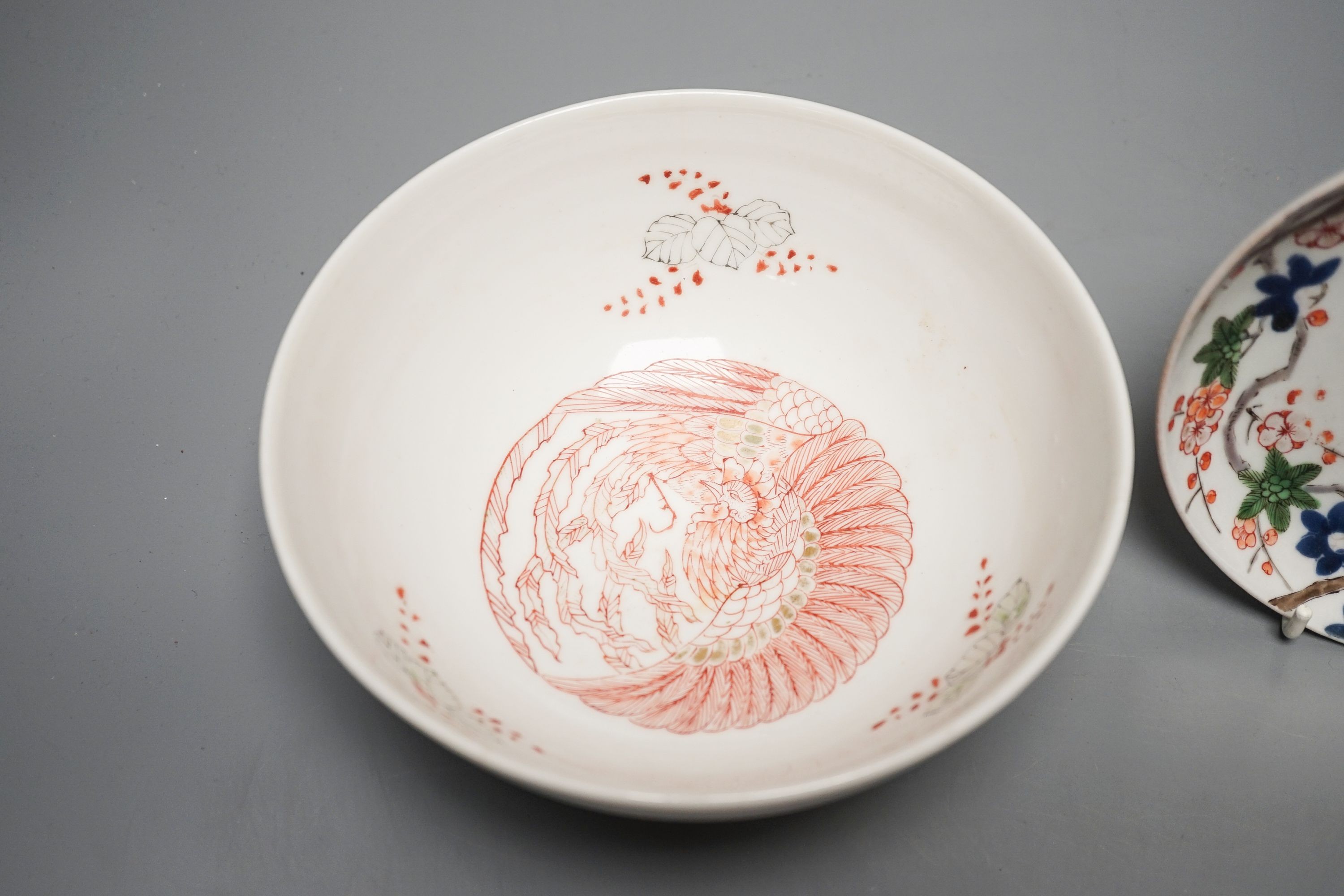 A Japanese Arita bowl, 17.7cm and a similar saucer dish, both Edo period